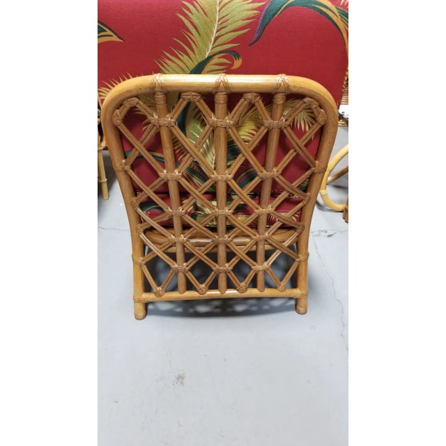 1950s Restored Mid Century Lattice Rattan Sofa & Lounge Chair Livingroom Set For Sale - Image 5 of 6