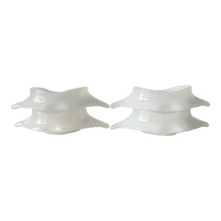 1950s Milk Glass Deviled Crab Baking Shells by McKee Glassbake - Set of 4 For Sale