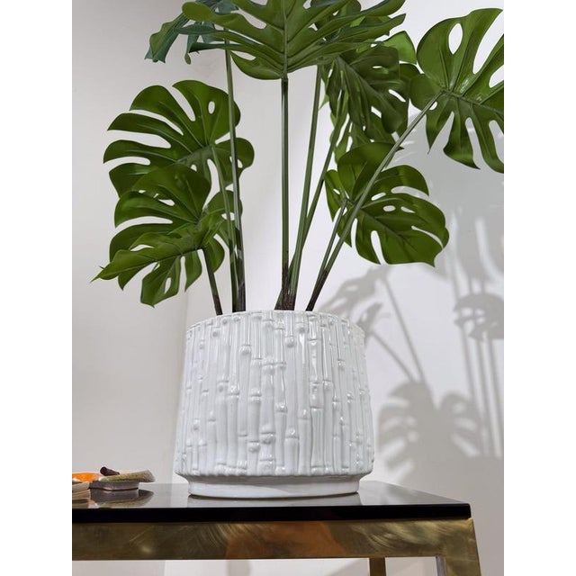 Vintage Chippendale Style Cachepot in White Glazed Ceramic, 1970s For Sale - Image 6 of 16