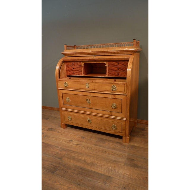 Biedermeier Roller Flap Secretary in Ash, 1840s For Sale - Image 12 of 14