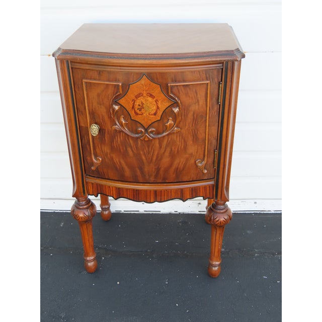 Jacobean Early 1900s Inlay Tall Nightstand End Side Table 6609 For Sale - Image 10 of 13