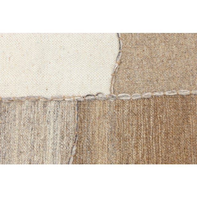 Contemporary Minimalist Neutral Patchwork Wool Kilim Rug Wabi-Sabi Handmade For Sale - Image 11 of 12