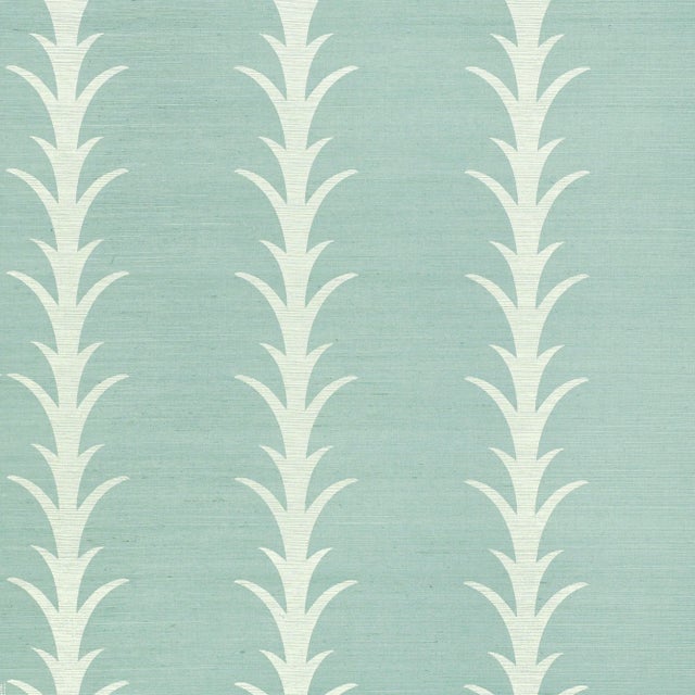 Contemporary Sample - Schumacher X Celerie Kemble Acanthus Stripe Wallpaper in Chambray For Sale - Image 3 of 3