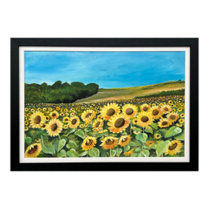 Field of Sunflowers in the Summertime in France by Contemporary British Artist, 2024, Framed