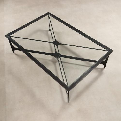 Metal Small Italian Table in Black Lacquered Iron and Glass For Sale - Image 7 of 9