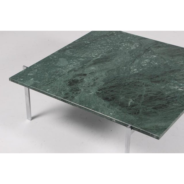 Metal Coffee Table in Steel and Green Marble attributed to Poul Kjærholm for Fritz Hansen, 1970s For Sale - Image 7 of 9