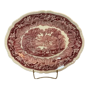 Vintage Mason’s Vista Deep Red & White Platter With Gadroon Edge
