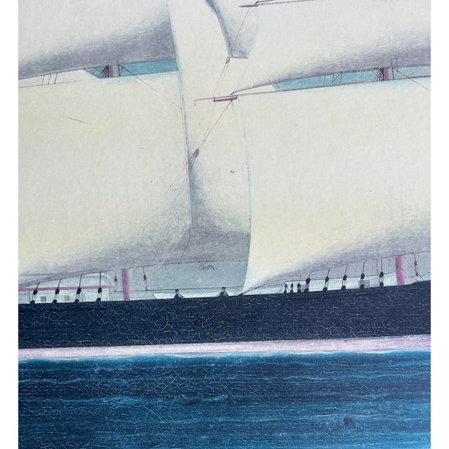 19th Century 19th-Century Clipper Ship Sailing Vessel Marine Art, Giclee Print on Board For Sale - Image 5 of 8