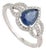 14k White Gold 1.22 Carat Blue Sapphire & Diamond Statement Halo Ring Size 5.5 For Sale