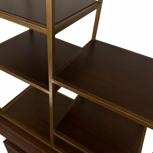 Studio a Home Oslo Etagere in Dark Ash Wood and Brass-Bronze Finished Metal For Sale - Image 10 of 12