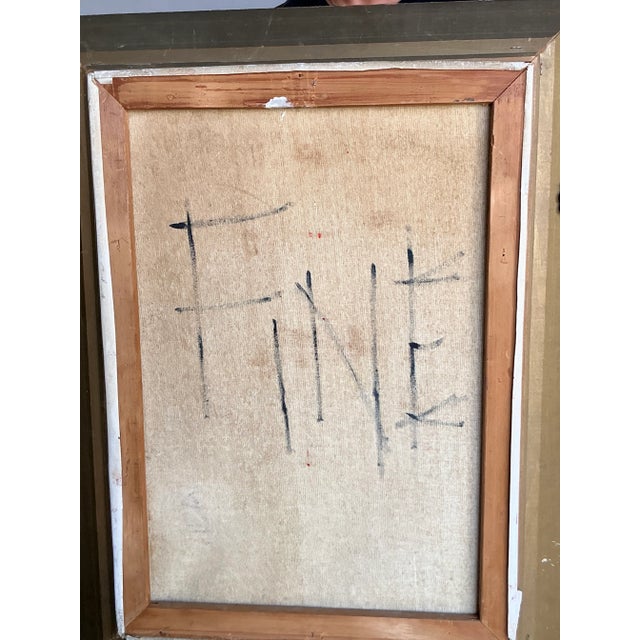 Wood Vintage Boho Original Abstract Oil on Canvas For Sale - Image 7 of 7