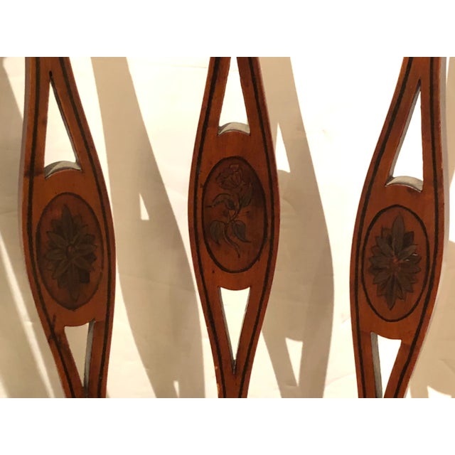 19th Century Antique Curved French Fruitwood Inlaid Chair For Sale - Image 5 of 13