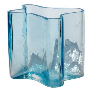 Space Age Blue Glass Vase, 1960s For Sale