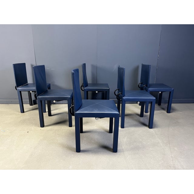 Blue Arcadia Dining Chairs by Paolo Piva for B&B Italia, 1980s, Set of 6 For Sale - Image 8 of 11