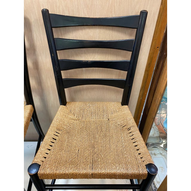 1960s 1960s Scandinavian Ladder-Back Dining Chairs, Woven Rope, Set of 4 For Sale - Image 5 of 13