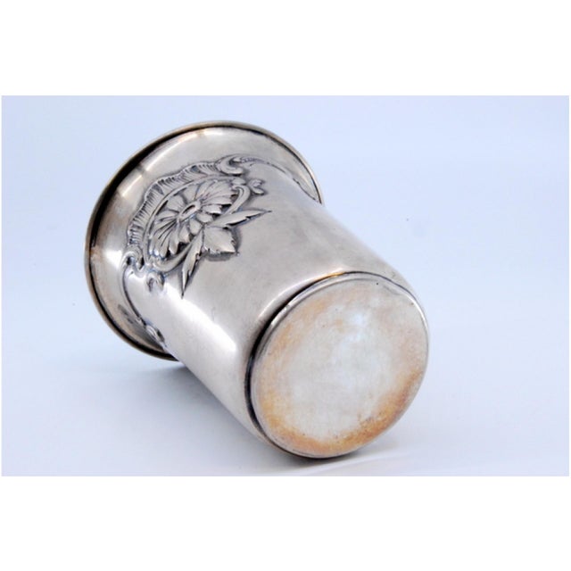 Silver Cup with Flower and Leaf Edge Reliefs For Sale - Image 6 of 10