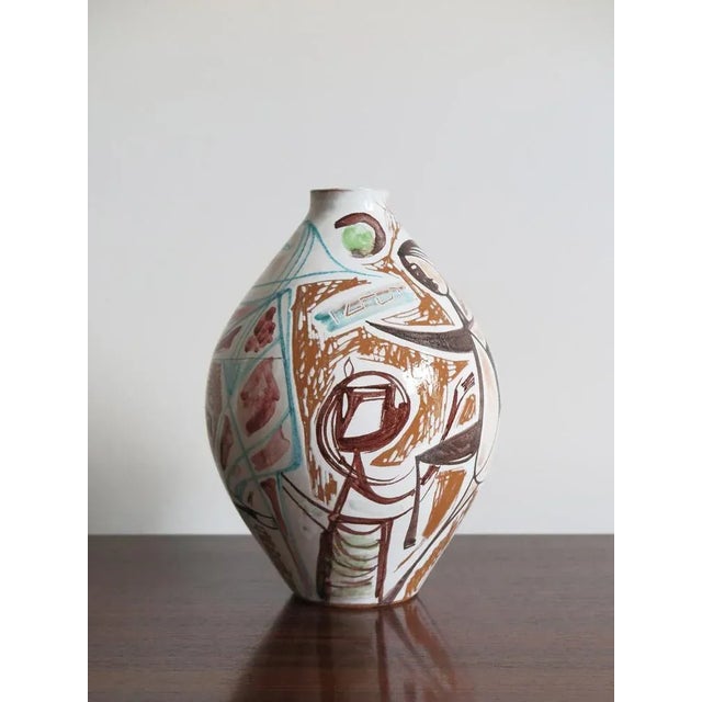 Ceramic vase designed by Elio Schiavon with signature under the base, Padova, 1950s. This piece has an attribution mark, I...