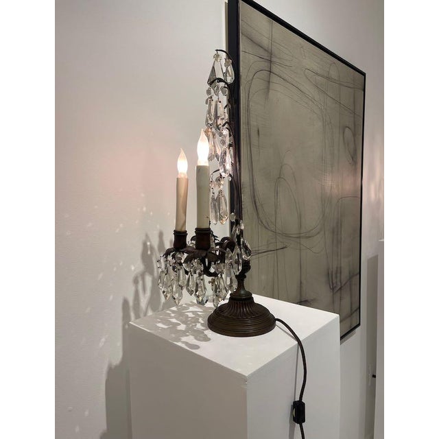 Bronze 1940s Crystal Girandole Table Lamps, Bronze Finish, Made by Boler Accent Lighting - A Pair For Sale - Image 8 of 17