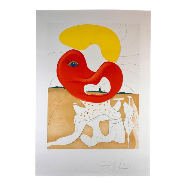 1970s Dali Conquest Cosmos Blood Ying & Yang Hand Signed Numbered Etching Surreal Art For Sale