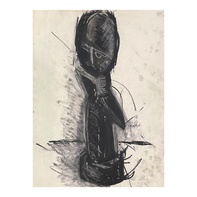 1980s Richard Snyder Ashanti African Fertility Statue Drawing For Sale