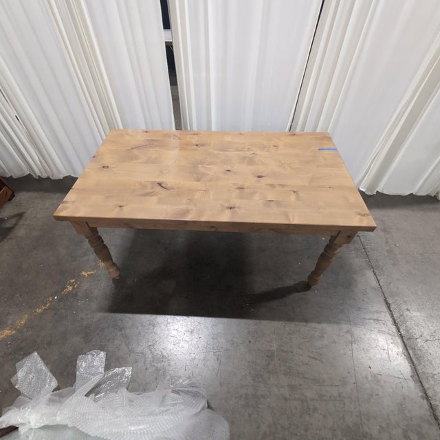 James + James Solid Knotty Alder Farmhouse Dining Table With Turned Legs, Harvest Wheat For Sale - Image 4 of 8