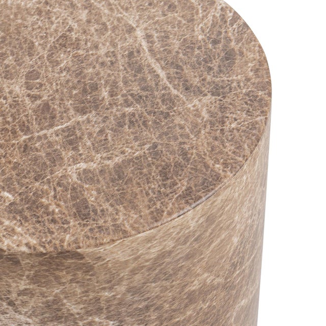Fresh taupe and ivory toned faux marble end table / pedestal made from glass-fiber reinforced concrete material....