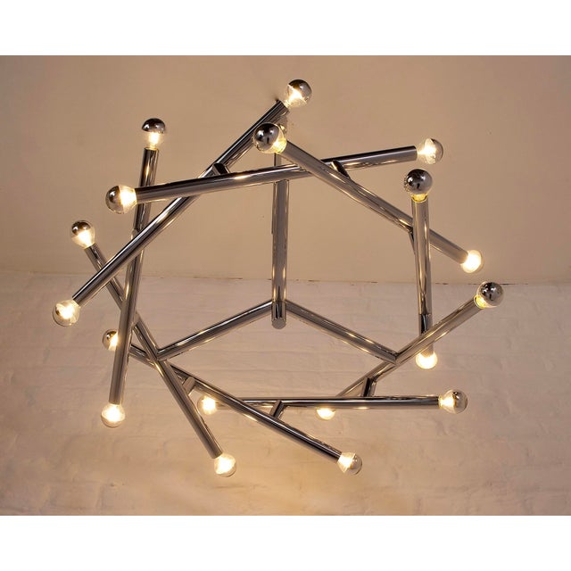 Silver Chrome Pendant Light by Gaetano Sciolari, 1970s For Sale - Image 8 of 11