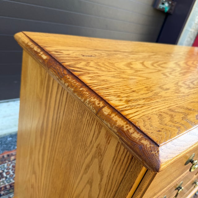 Vintage Nathan Hale Rustic American Farmhouse Solid Oak 10 Drawer Low Dresser For Sale - Image 16 of 18
