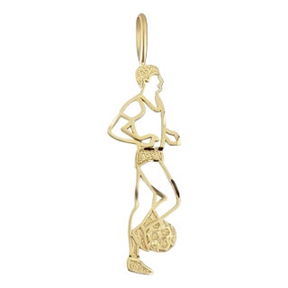 Stencil Cutout Soccer Player Charm/Pendant14k Yellow Gold For Sale