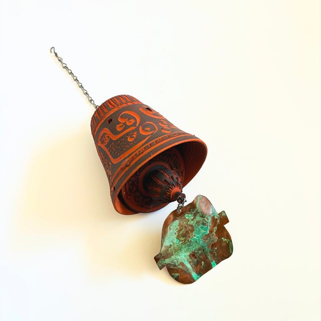 Metal Rose Cabat Pottery Bird Wind Bell For Sale - Image 7 of 10