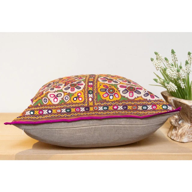 Azra Rajasthani Embroidered Decorative Pillow For Sale In Los Angeles - Image 6 of 8
