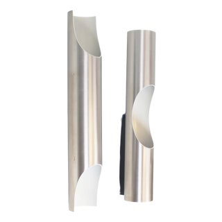 Vintage Brushed Metal Fuga Wall Lamps from Raak Amsterdam, 1970s, Set of 2 For Sale
