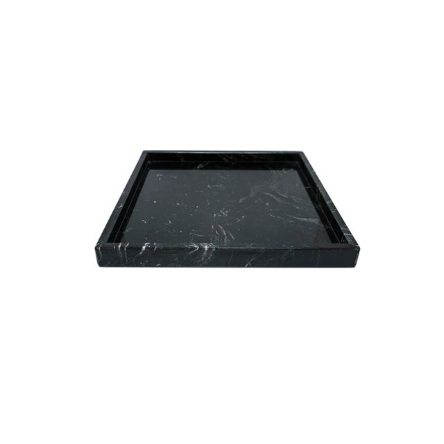 Squared Black Marquina Marble Tray from FiammettaV Home Collection For Sale - Image 4 of 4