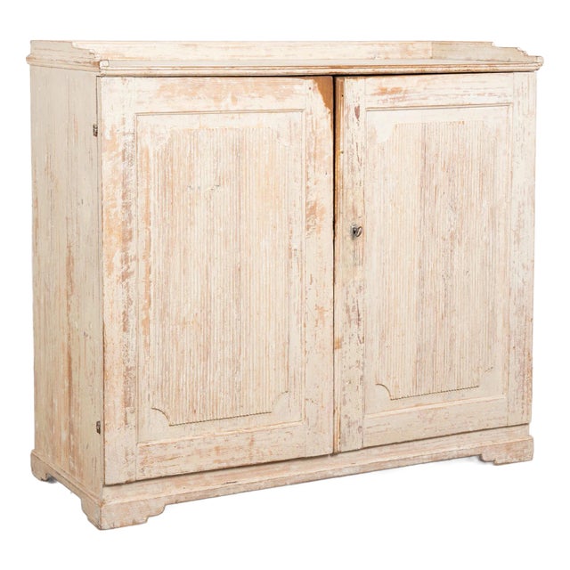 19th Century White Painted Swedish Gustavian Pine Sideboard Console Buffet For Sale