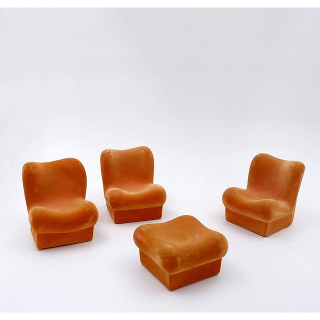 Mini Doll Furga Chairs and Ottoman for Lucia Furniture, Italy, 1960s, Set of 4 For Sale - Image 6 of 9