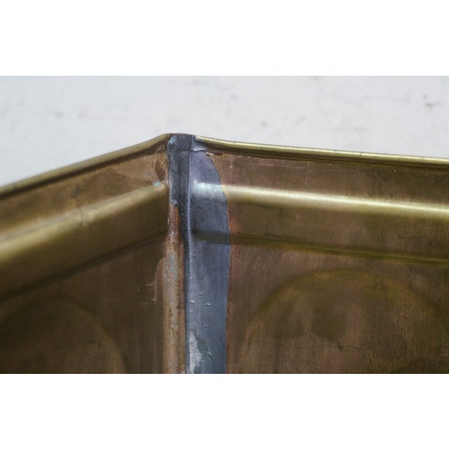 Hollywood Regency Brass Hexagon Trash Can Bin Planter Cachepot 11" For Sale - Image 11 of 14