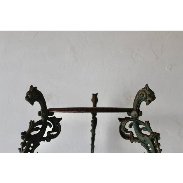 1970s Victorian Style Cast Iron Three Tiered Jardinière Plant Stand Lion Head Paw Footed Details Vintage For Sale - Image 5 of 18