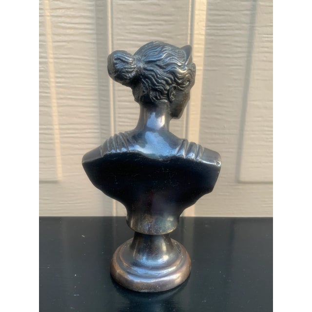 Metal Neoclassical Grand Tour Cast Metal Bust of Diana the Huntress For Sale - Image 7 of 10