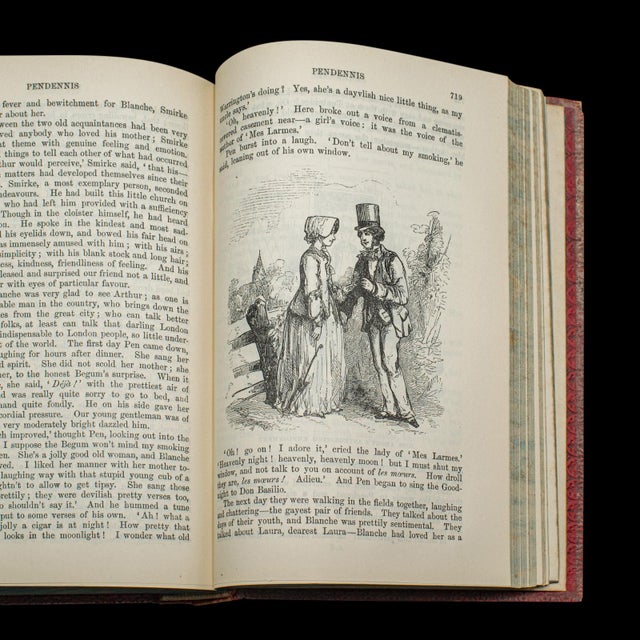 Red Antique Book, Pendennis, William Thackeray, Novel, Fiction, Edwardian, c.1908 For Sale - Image 8 of 12
