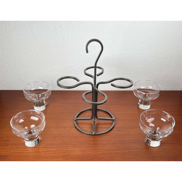 Vintage Danish Candleholder in Wrought Iron and Glass, 1970s For Sale - Image 9 of 12