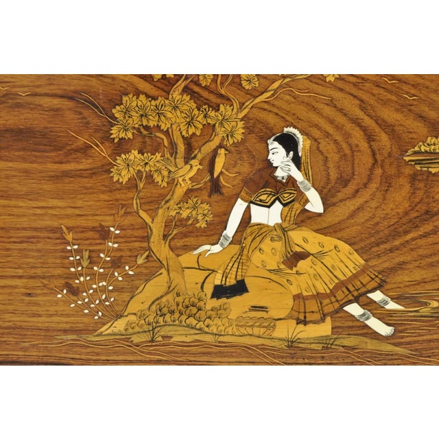 Mid 20th Century Vintage Indo Indian Marquetry & Bone Inlay Rosewood Panel Plaque - a Pair For Sale - Image 5 of 12