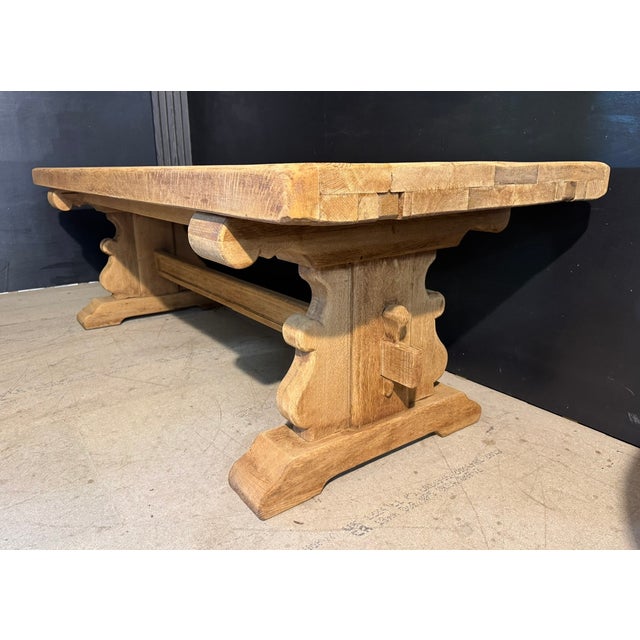 Brown Large Extendable Farmhouse Dining Table in Oak, 1920 For Sale - Image 8 of 18