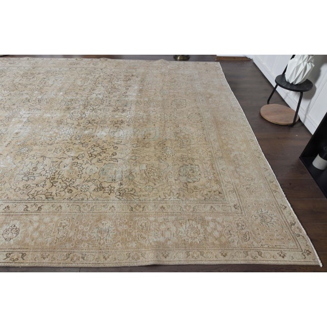 1970s Vintage Persian Handmade Wool Cotton Orange Area Rug For Sale - Image 10 of 11