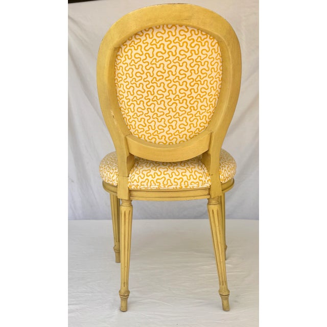 Late 20th Century Louis XVI Style Yellow Upholstered Side Chair For Sale In Palm Springs - Image 6 of 10