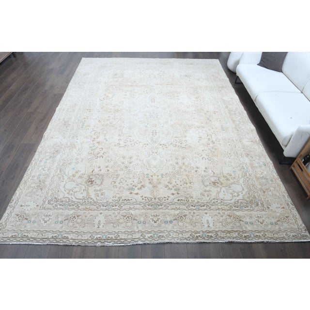 Persian 1970s Vintage Persian Handmade Wool Cotton Light Brown Area Rug For Sale - Image 3 of 11