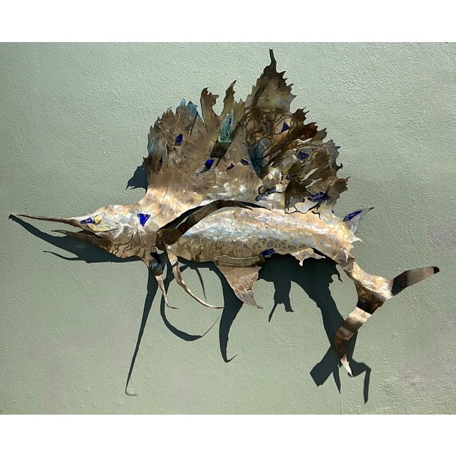 Vintage Metal Sailfish Wall Sculpture For Sale - Image 12 of 18