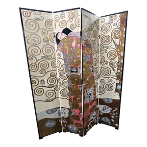 Mid 20th Century Gilded Room Divider/Screen With Gustav Klimt's "The Embrace"
