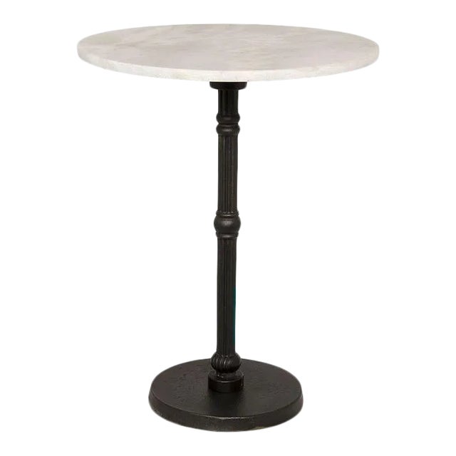 NOIR Antonie Side Table in Black Metal with White Stone For Sale