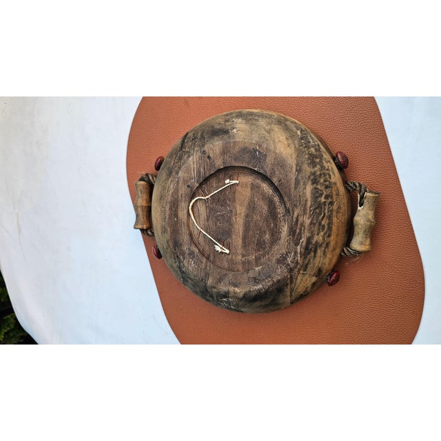 Rustic Style Painted Wooden Bowl, 1950s For Sale - Image 6 of 8