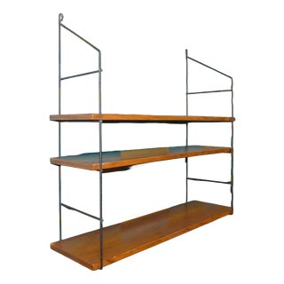 Vintage String Shelf in Walnut, 1960s For Sale